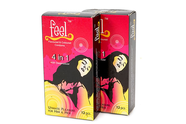 Bao cao su gai kéo dài thời gian Feel 4 in 1 được sản xuất tại Malaysia. Bao cao su gai kéo dài thời gian Feel 4 in 1 được sản xuất tại Malaysia.